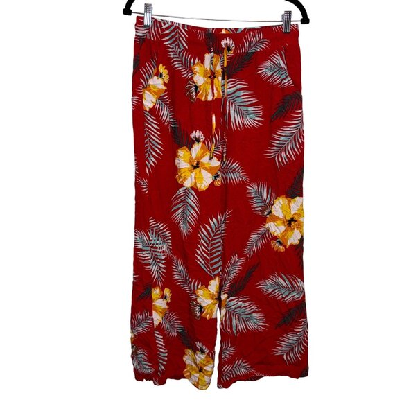 Womens Indero Red Floral Print Rayon Pull-On Pants XL - Picture 1 of 5
